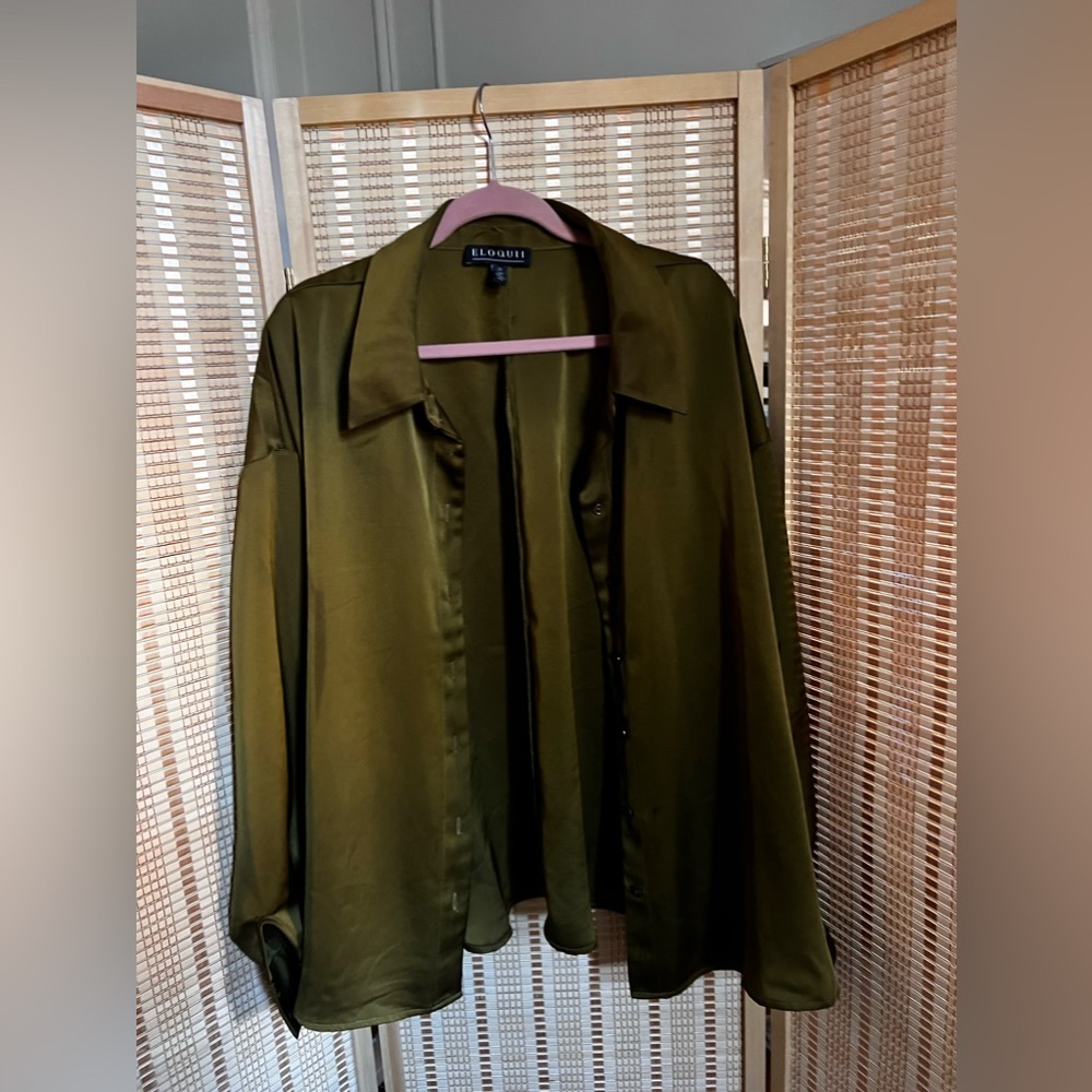 Eloquii satin shirt and pants set